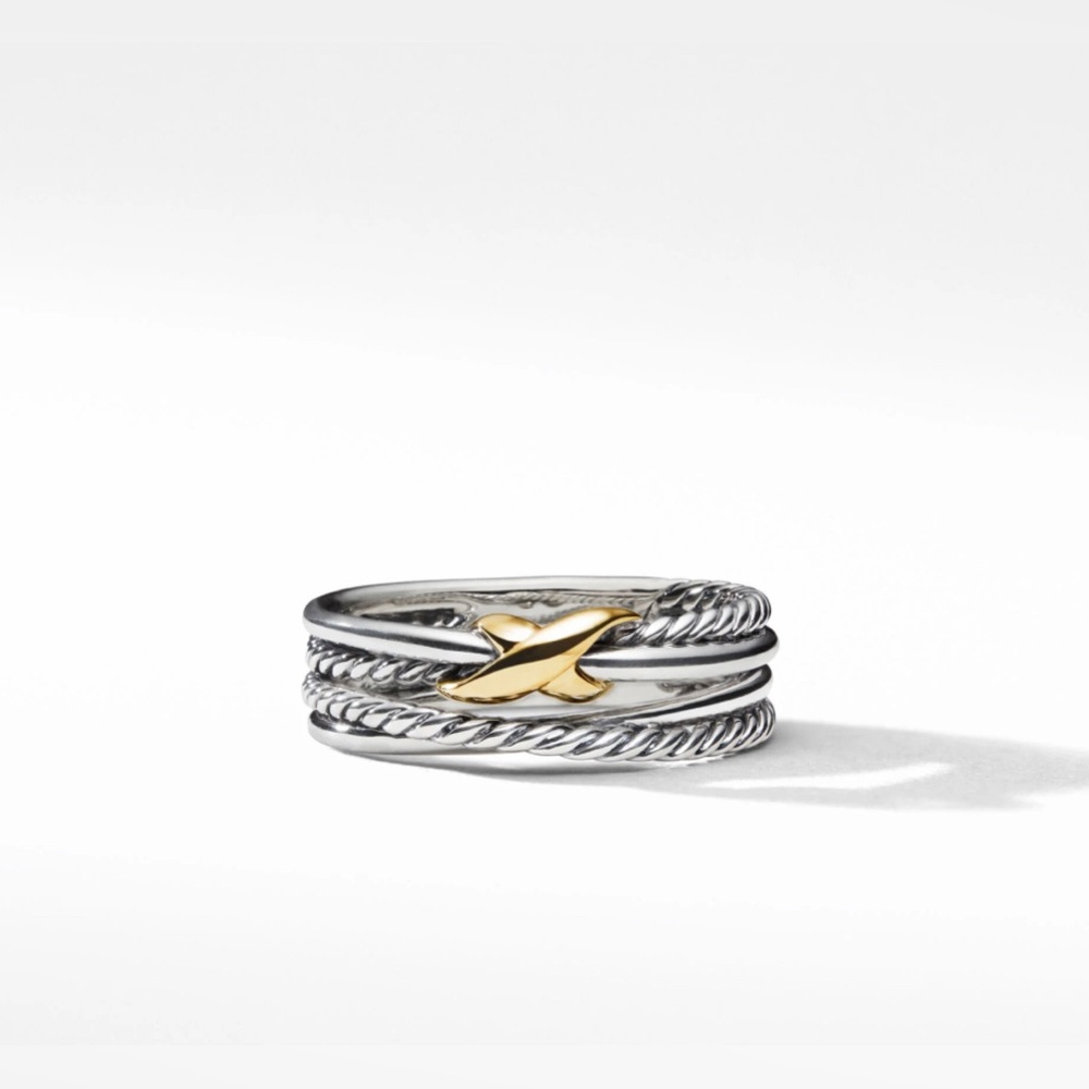 David Yurman X Crossover Band Ring in Sterling Silver with 18K Yellow Gold
